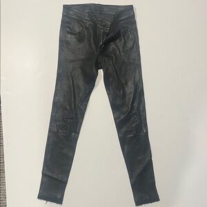 RTA Black Lambskin Leather Straight Leg Pant